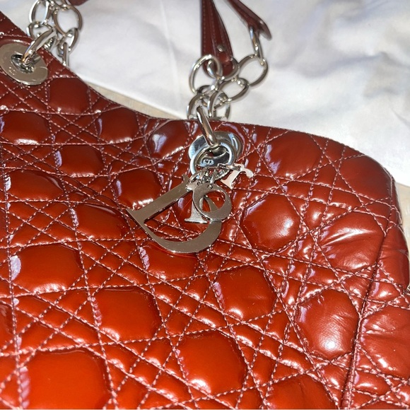 Authentic Dior Patent Cannage Quilted Tote in Deep Burgundy- FREE COA - Picture 7 of 8